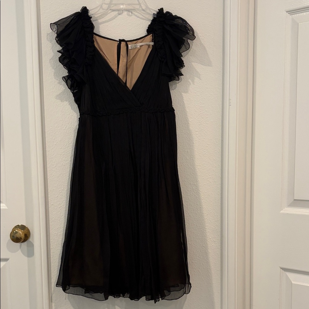 Elegant Black Ruffle Sleeve Mini Dress - Leon Max - Limited Edition